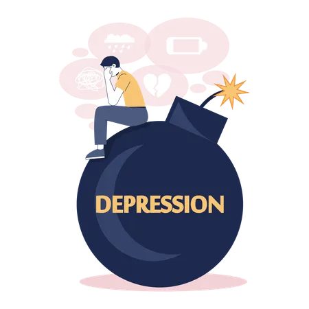 Man in depression  Illustration