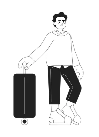 Man in fashionable outfit with suitcase  Illustration