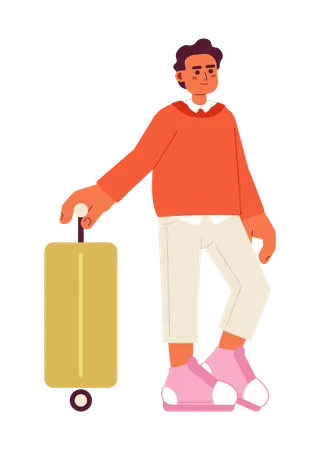 Man in fashionable outfit with suitcase  Illustration