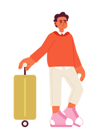 Man in fashionable outfit with suitcase  Illustration