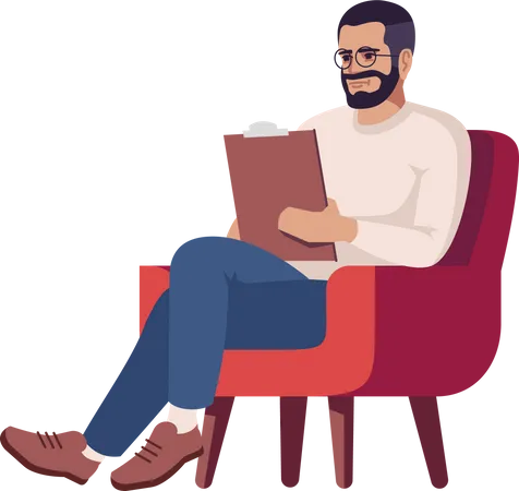 Man in glasses holding clipboard  Illustration