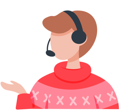 Man in headphones listening to audio program  Illustration