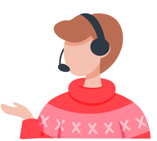 Man in headphones listening to audio program  Illustration