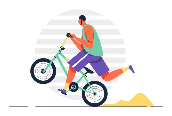 Man in helmet cycling Illustration