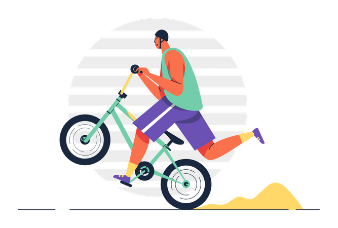 Man in helmet cycling  Illustration