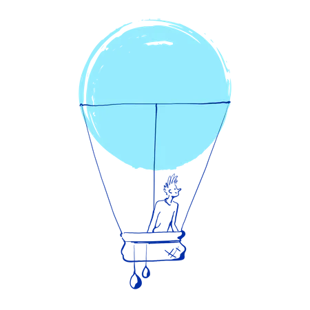 Man in hot air balloon  Illustration