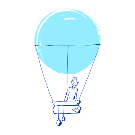 Man in hot air balloon  Illustration