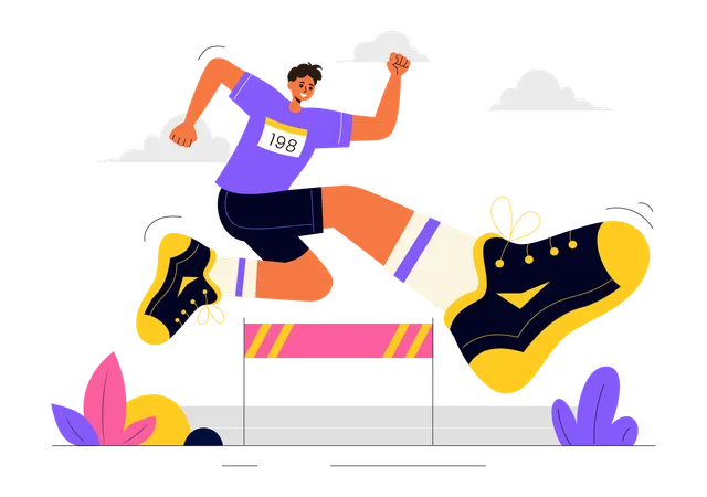 Man in Hurdle Long Jump finale  Illustration