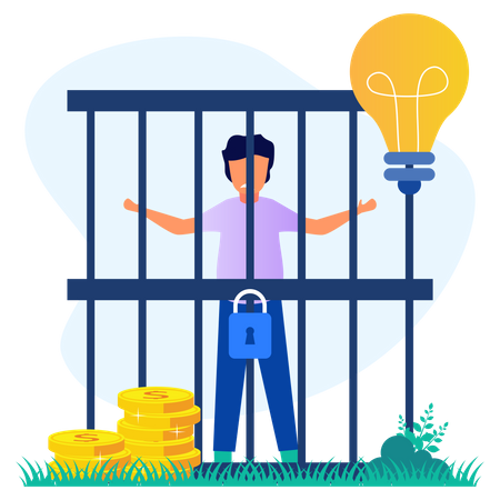 Man in jail  Illustration