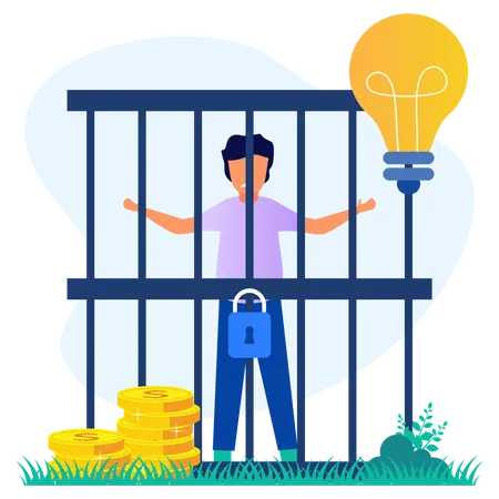 Man in jail  Illustration