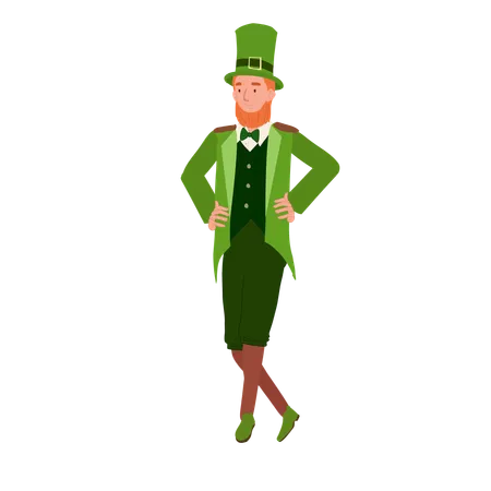 St Patricks Day Celebration Man In Leprechaun Costume Dancing Irish Cultural Illustration
