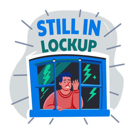 Man in Locked Up  Illustration