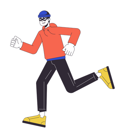 Man in mask running  Illustration