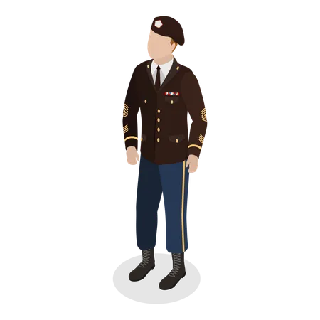 3 D Isometric Flat Vector Set Of Military People Characters In Uniform Item 1 Illustration