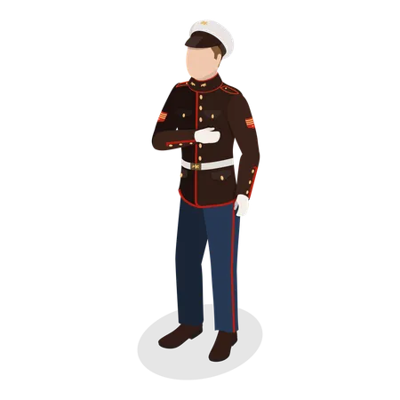 3 D Isometric Flat Vector Set Of Military People Characters In Uniform Item 2 Illustration
