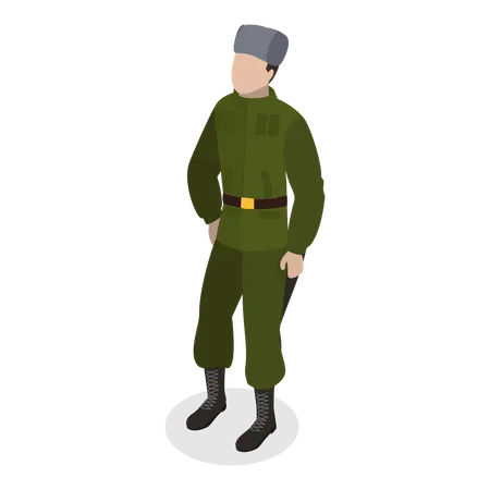 3 D Isometric Flat Vector Set Of Military People Characters In Uniform Item 7 Illustration