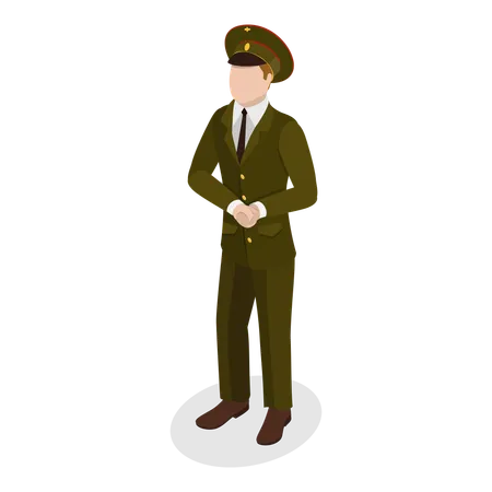 3 D Isometric Flat Vector Set Of Military People Characters In Uniform Item 10 Illustration