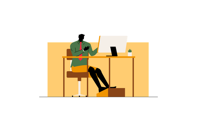 Man in online meeting at work  Illustration