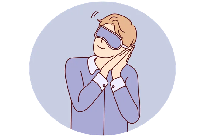 パジャマを着て寝る準備のできた男性  イラスト