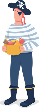 Man in pirate costume with treats  Illustration