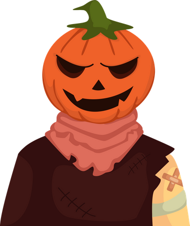 Man In Pumpkin Costume Illustration