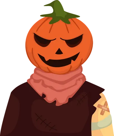 Man In Pumpkin Costume  Illustration