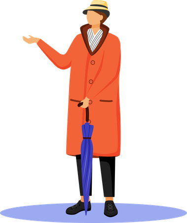 Man in raincoat  Illustration