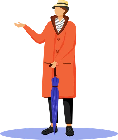 Man in raincoat  Illustration