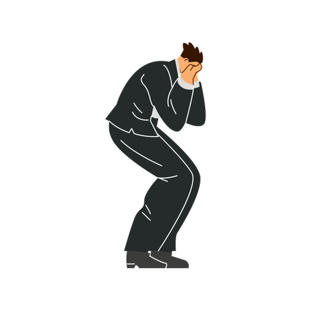 Man in sadness weeping and mourning  Illustration