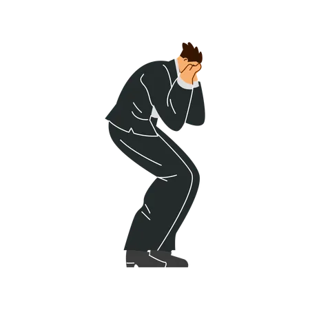 Man in sadness weeping and mourning  Illustration