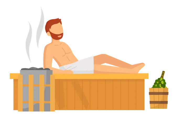 Man in sauna  Illustration