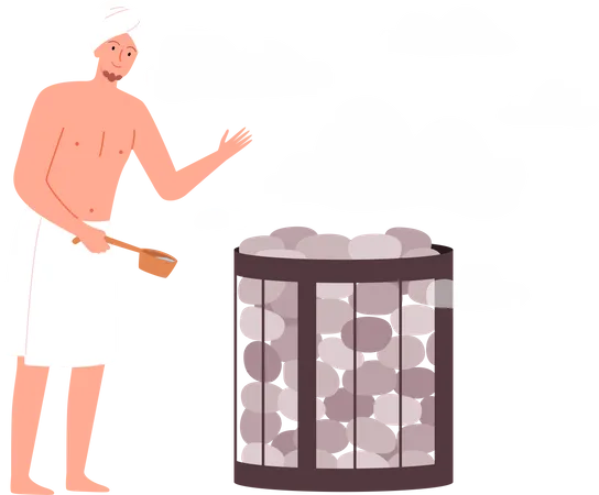 Man in sauna spa  Illustration