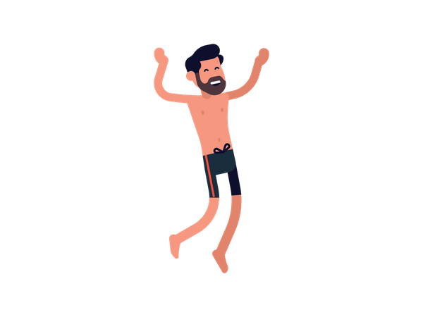 Man in shorts enjoying vacation Illustration