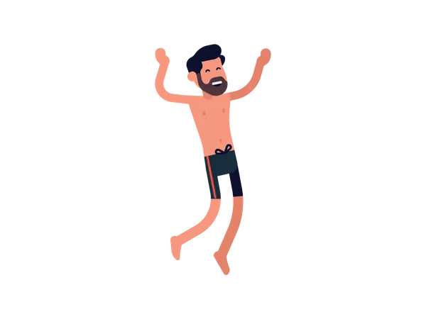 Man in shorts enjoying vacation  イラスト