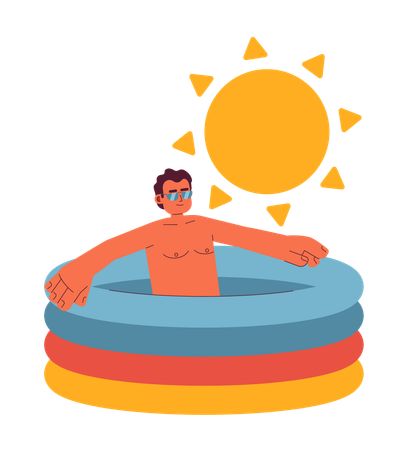 Man in small kiddie pool  Illustration