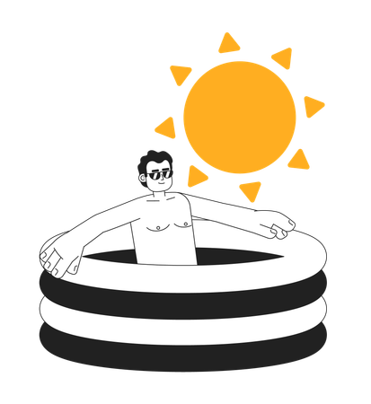 Man in small kiddie pool  Illustration