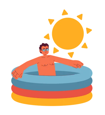 Man in small kiddie pool  Illustration