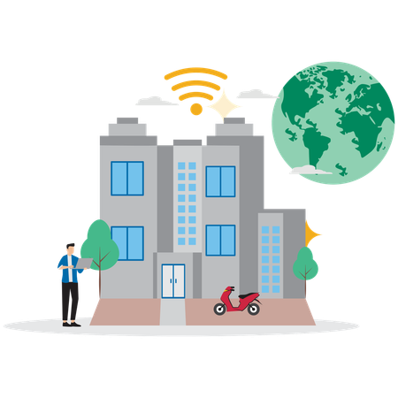 Man in Smart city  Illustration