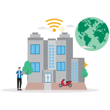 Man in Smart city  Illustration