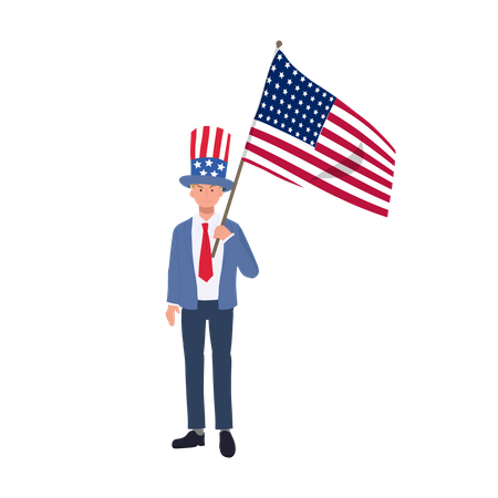 Man in suit celebrating Fourth of July  イラスト
