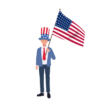 Man in suit celebrating Fourth of July  Illustration