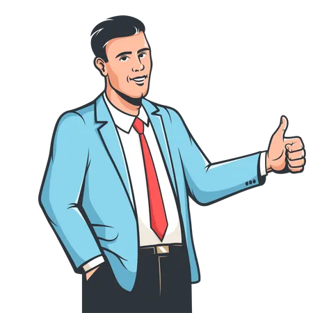 Man in suit showing thumbs up  Illustration