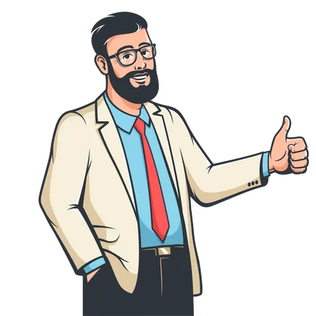 Man in suit showing thumbs up  Illustration