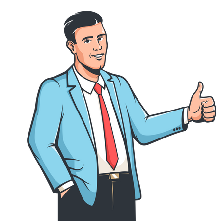 Man in suit showing thumbs up  Illustration