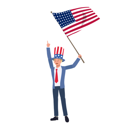 Man in suit with american flag  Illustration