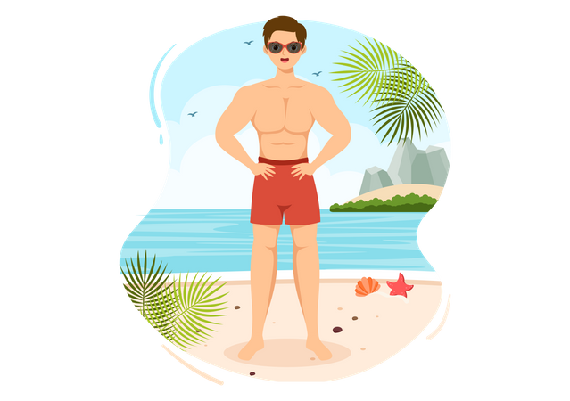 Man in Swimwear  Illustration