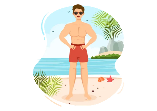 Man in Swimwear  Illustration