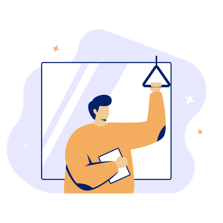 Man in train  Illustration