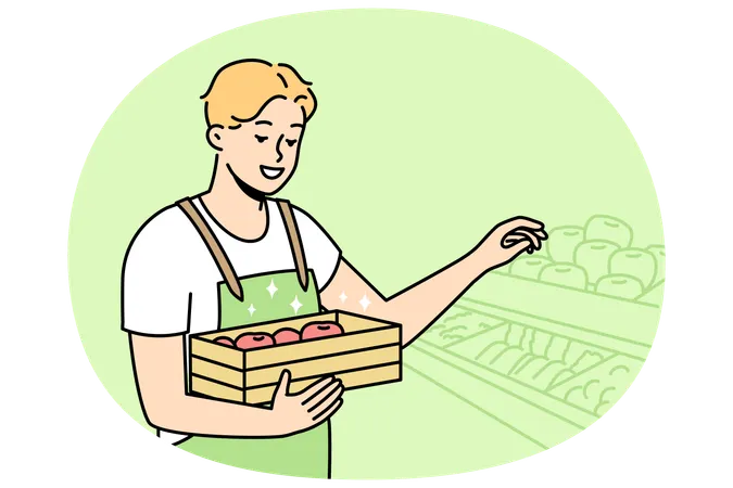 Man in uniform working in supermarket  Illustration