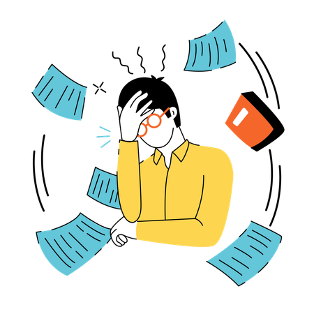 Man in Work overload  Illustration